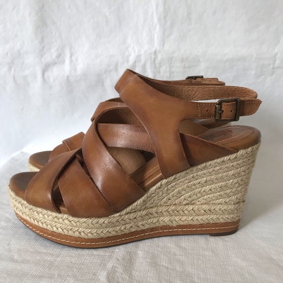 Clarks Shoes - Clarks Indigo Amelia Drift Leather Platform Espadrille Wedge Sandals